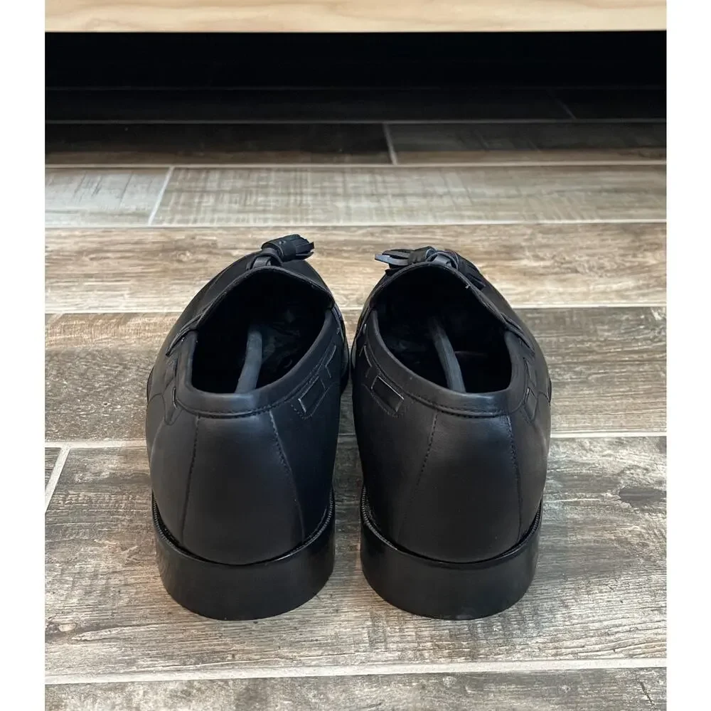 $950 NIB Nettleton Black Leather Almond Toe Tassel Loafers Slip Ons Shoes 13